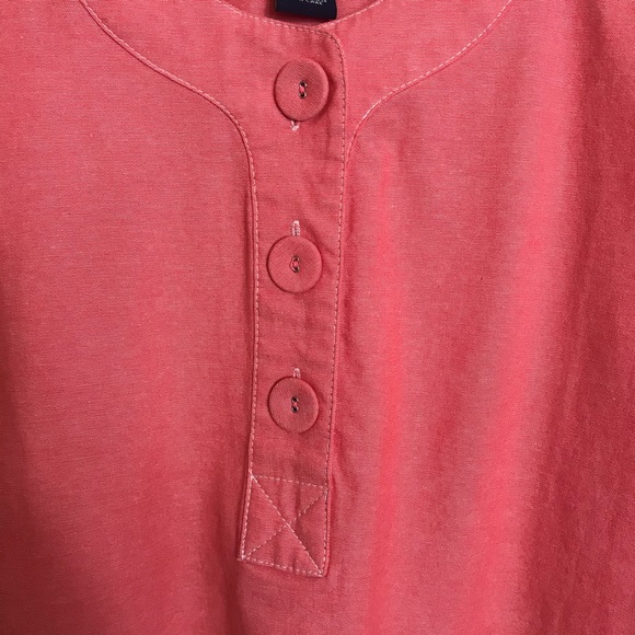 Denim & Co. Popover Tunic Top Coral Orange Contrast French Cuff Utility Pockets - Picture 5 of 9